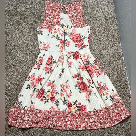 Rewind Floral Juniors A-Line Dress in Pink and White - Picture 9 of 10